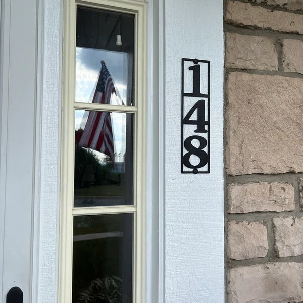 Vertical Metal 3 1/2" wide Address Sign, Small Heavy Duty House Numbers