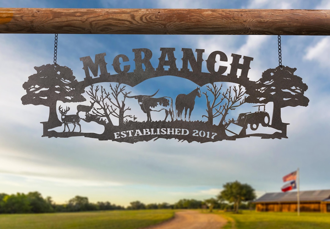 Custom Cattle Ranch Sign Custom Steel Ranch Sign, Cattle, Horse, Deer and Tractor Sign - Etsy