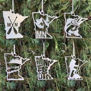 Minnesota State Ornament, Metal State Christmas Ornament