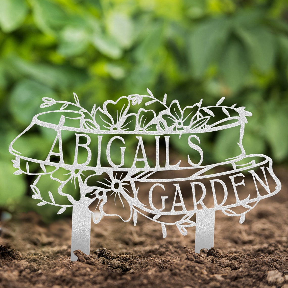 Custom Name Metal Garden Stake Sign Garden Memorial Sign Etsy