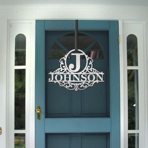 Personalized Metal Sign | Modern Door Wreath | Monogram Door Hanger | Family Sign