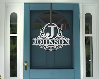 Personalized Metal Family Name Sign - Monogram Door Hanger