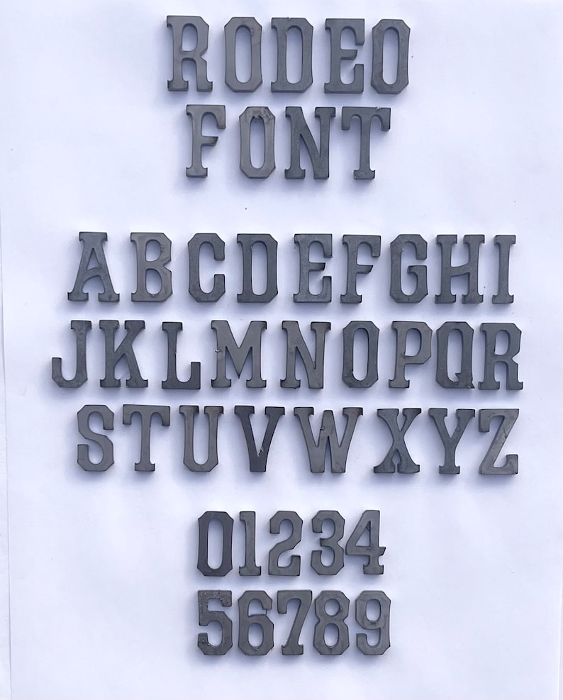 Rodeo Font Individual Metal Western Letters,1 2 and 3 Inch Craft ...