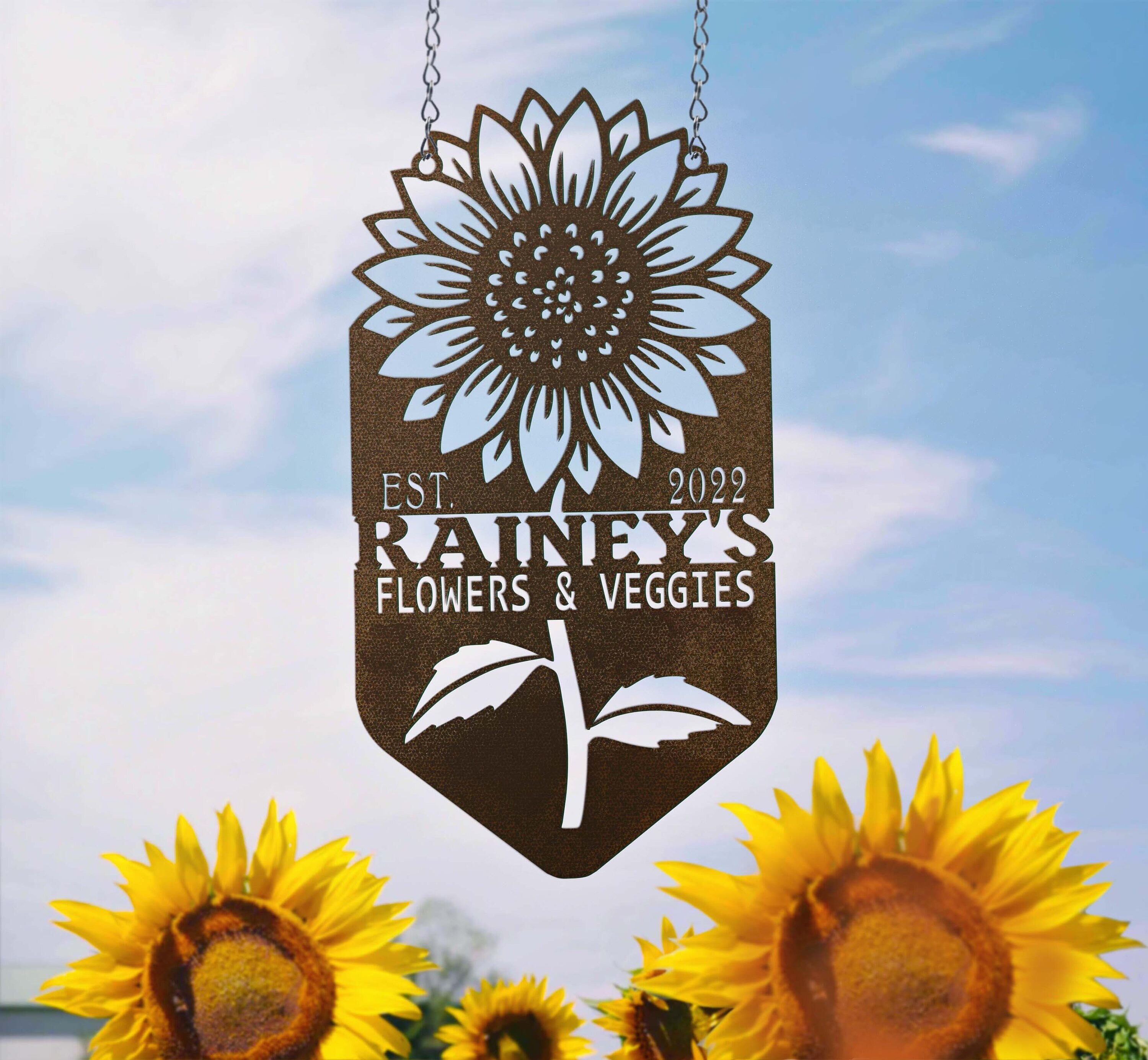 Personalized Sunflower Garden Sign Custom Hanging Metal Etsy