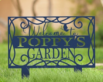 Grandpas Garden Custom Metal Yard Stake Sign, Gift for Grandpa