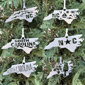 North Carolina State Ornament, Metal State Christmas Ornament