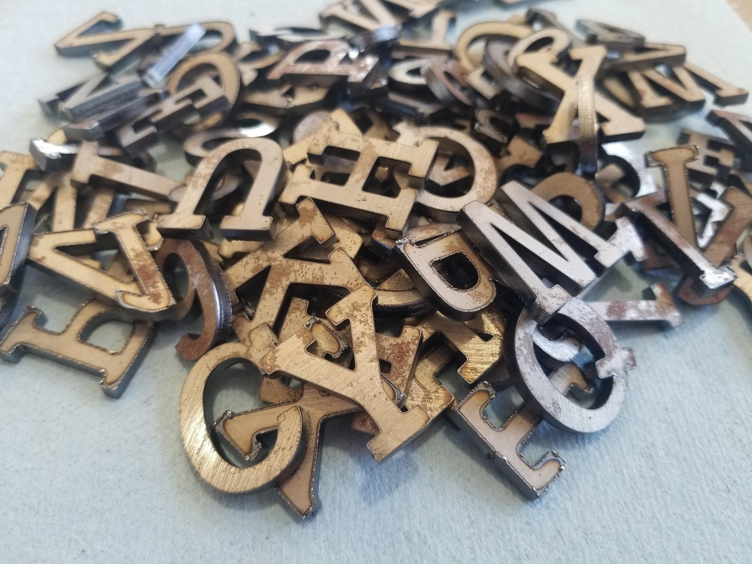 Metal Letters for Crafts, Small 11 Gauge Steel Letters Slab Font 