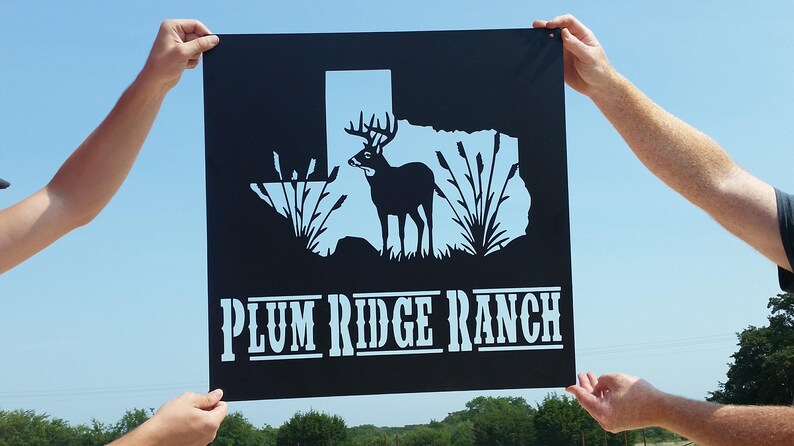 Ranch Sign With Texas Silhouette and White Tail Deer | Etsy