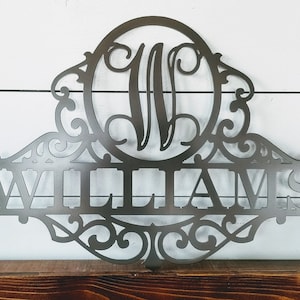 Custom Family Last Name Sign Metal Classy Scroll Door Sign image 4