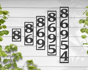 Vertical Metal Home Numbers, Heavy Duty House Address Sign