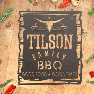 Custom Family BBQ Sign, Outdoor Kitchen Decoration