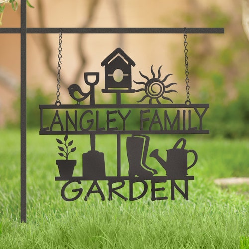 Custom Hanging Garden Sign Metal Garden Sign Etsy