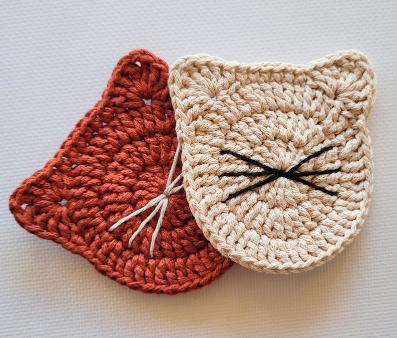 Kitty Coaster Crochet Pattern PDF – Cute Cat Mug Rug, Kawaii Crochet Home Decor, Beginner Amigurumi Style Tutorial, Instant Download