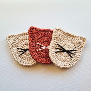 Kitty Coaster Crochet Pattern PDF – Cute Cat Mug Rug, Kawaii Crochet Home Decor, Beginner Amigurumi Style Tutorial, Instant Download