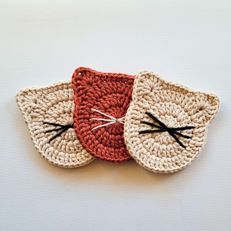 Kitty Coaster Crochet Pattern PDF – Cute Cat Mug Rug, Kawaii Crochet Home Decor, Beginner Amigurumi Style Tutorial, Instant Download
