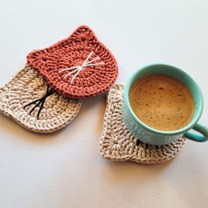 Kitty Coaster Crochet Pattern PDF – Cute Cat Mug Rug, Kawaii Crochet Home Decor, Beginner Amigurumi Style Tutorial, Instant Download