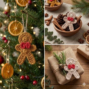 Crochet Gingerbread Man Pattern – Christmas Ornament, Holiday Keychain, Easy Crochet PDF