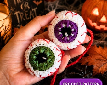 Eyeball Crochet Pattern PDF, Halloween Amigurumi Pattern, Creepy Cute Crochet, Spooky Eyeball Ornament, Digital Download