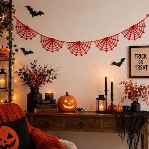 Spider Web Crochet Pattern, Halloween Garland, Spiderweb Wall Hanging, Spooky Home Decor, Digital PDF