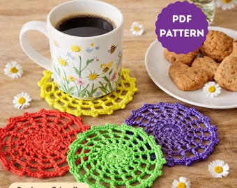 Cute Crochet Coaster Pattern PDF, Mug Rug Pattern, Beginner Friendly, Easy Crochet Decor, Coffee Lover Gift, Digital Download
