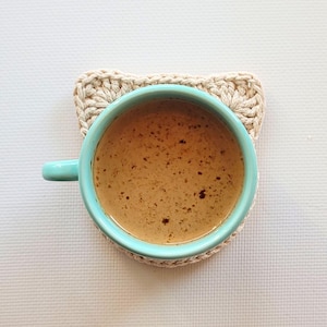 Kitty Coaster Crochet Pattern PDF – Cute Cat Mug Rug, Kawaii Crochet Home Decor, Beginner Amigurumi Style Tutorial, Instant Download