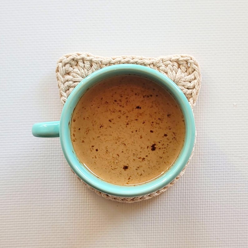 Kitty Coaster Crochet Pattern PDF – Cute Cat Mug Rug, Kawaii Crochet Home Decor, Beginner Amigurumi Style Tutorial, Instant Download
