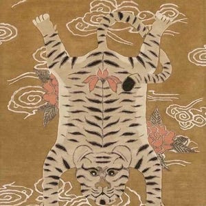 Hand Tufted Wool Tibetan Tiger Rug: Handmade Animal Carpet