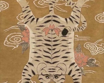 Hand Tufted Wool Tibetan Tiger Rug: Handmade Animal Carpet