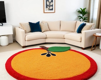 Handtufted Wool Fruit Rug: Colorful Kitchen & Playroom Decor