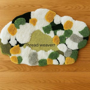 Handcrafted Tufted Moss Rug: Eco-Friendly Forest Floor Decor