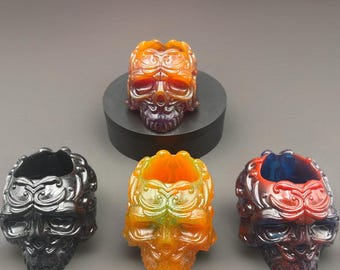 Handmade Resin Skull Pen/Brush Holder/ Succulent Planter in 4 Variations