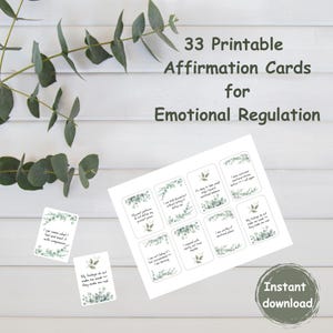 Afirmações imprimíveis para regulação emocional, cartões de afirmação de autorregulação, afirmações para gerenciamento de emoções, bem-estar emocional