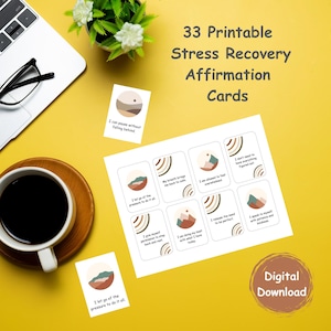 Tarjetas de afirmaciones imprimibles para aliviar el estrés, afirmaciones positivas para el estrés, tarjetas de afirmación para el manejo del estrés, tarjetas de atención plena