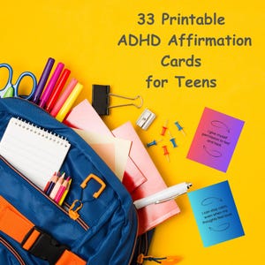 Teen ADHD Affirmation Cards, Digital Affirmations for Teens, ADHD Printable Cards For Teens, Mental Health for Teenagers, Teens Mind Cards