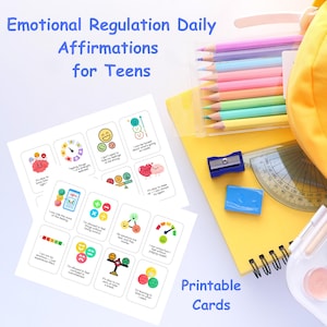 Printable Affirmation Cards for Teen Emotional Regulation, Teen Emotional Regulation Cards, Self-Regulation Cards for Teens, Mind Cards
