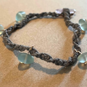 sea glass anklet macrame