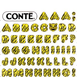 Lettres transfert à sec CONTÉ vintage - Décalcomanies typographiques françaises des années 80/90 - Audacieuses et graphiques