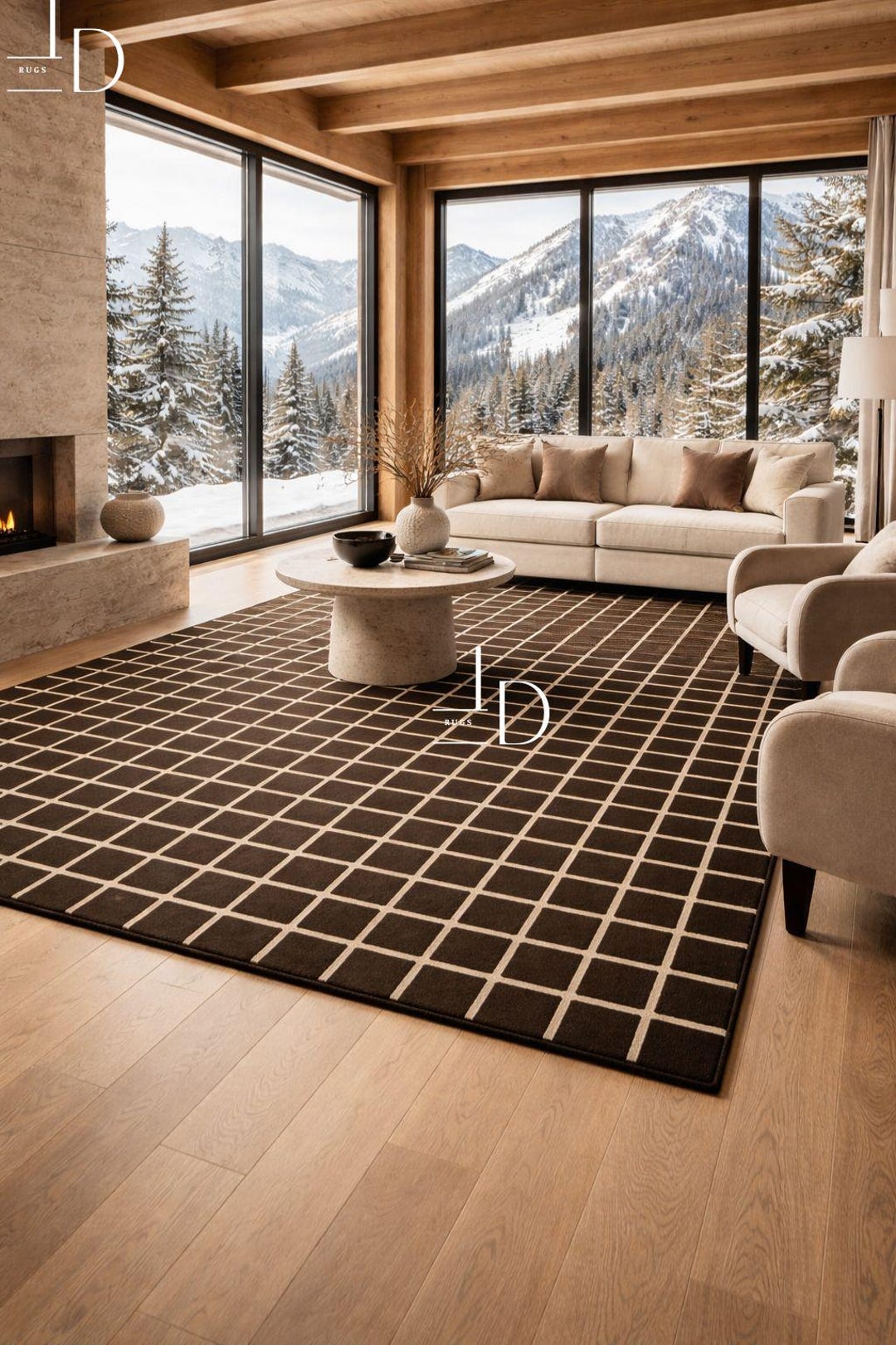 Checker Grid Hand Tufted Rug | Modern Wool Area Rug | Geometric ...