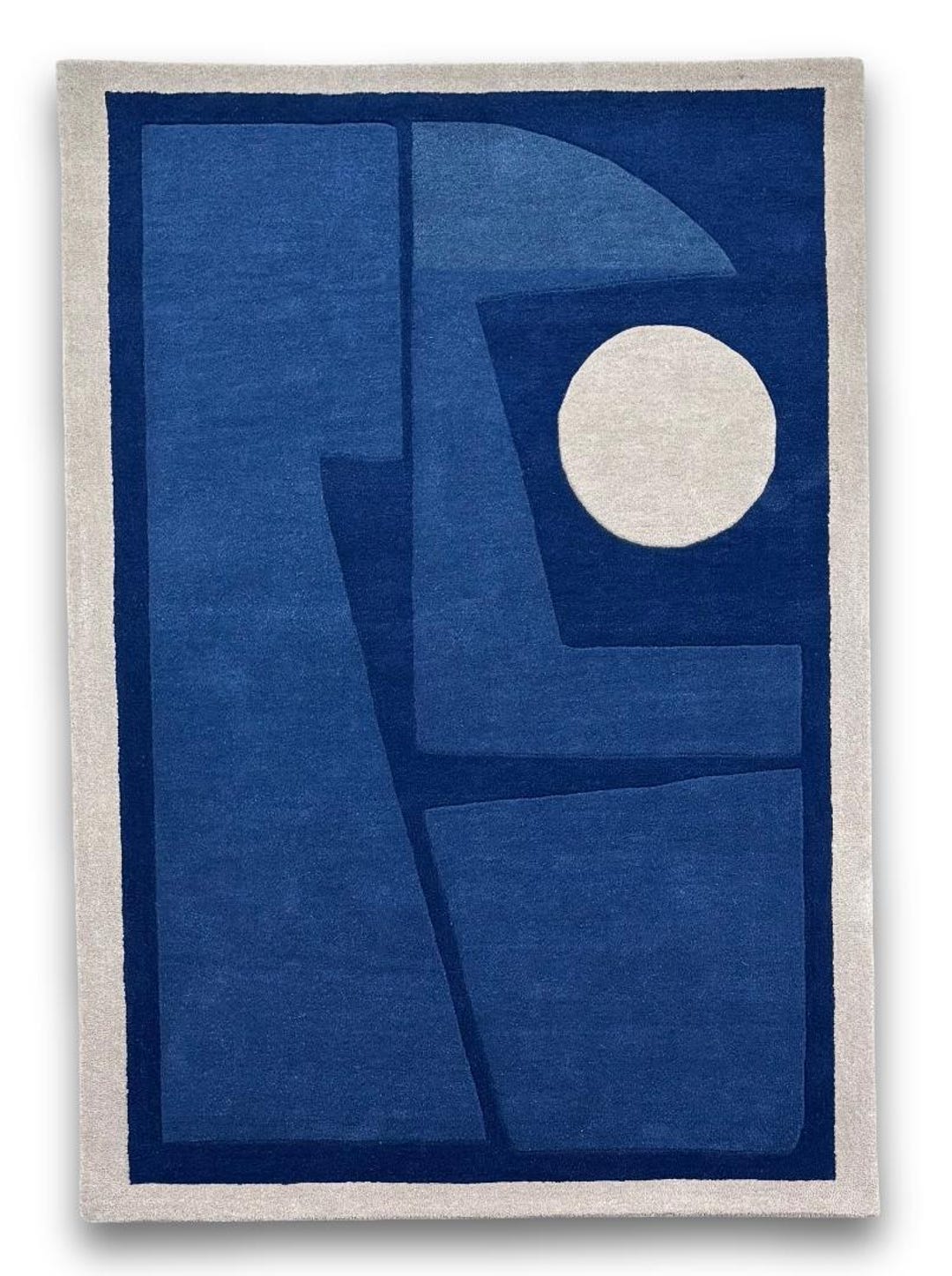 Blue Rug Abstract Pattern Modern Blue Abstract Hand Tufted Rug Geometric Cut Pile Carpet ...
