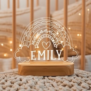 Rainbow Night Light Custom Name Night Light, Baby First Birthday Gift, Baby Nursery Decor, Gifts For Kids, Newborn Shower Gift