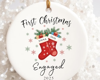 First Christmas Engaged Ornament, Engagement Gifts, 1st Christmas Engaged Keepsake, Bauble Gifts, Gifts for New Couple