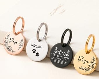 Personalized Stainless Steel Pet ID Tag – Custom Dog & Cat Name Tag with Engraved Contact Info for Collar