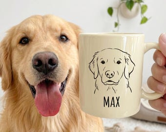 Personalized Dog Mug, Custom Pet Line Art Portrait Mug, Dog Dad Gift, Minimalist Pet Doodle Cup, Custom Dog Lover Coffee Mug