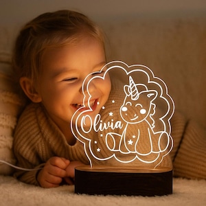 Personalized Night Light Baby Gift - Custom Name Nursery Décor Night Light - 1st Birthday Gift - Baby boy gift - Baby Girl Gift Unicorn