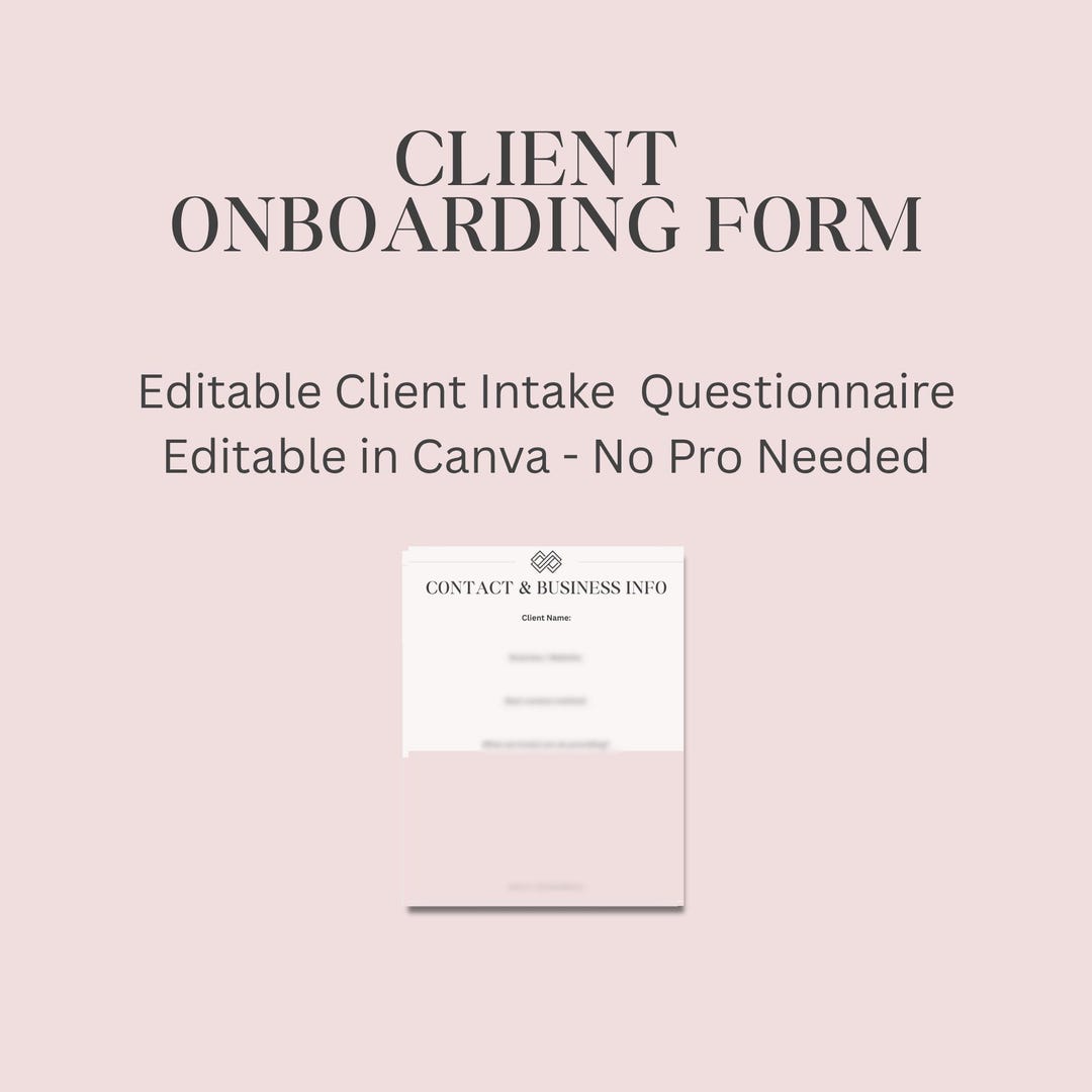 Client Onboarding Form | Editable Canva Template for Coaches, Vas ...
