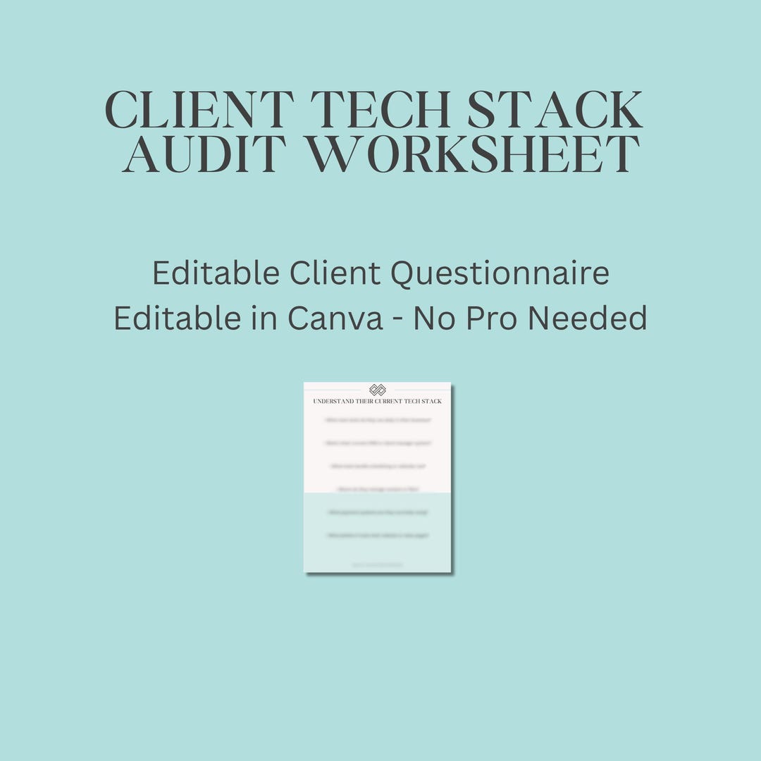 Client Tech Stack Audit Worksheet | Editable Canva Template for Obms ...