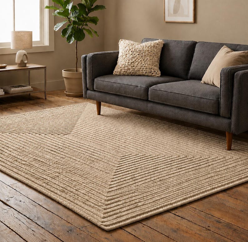 Textured Geometric Area Rug, Brown for Living , Bedroom, Kids Room ...