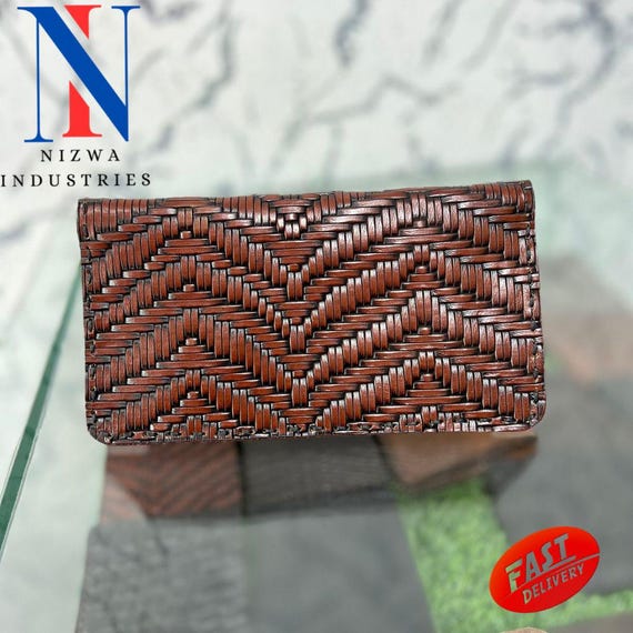 Handmade Woven Leather Wallet: Slim Bifold Clutch