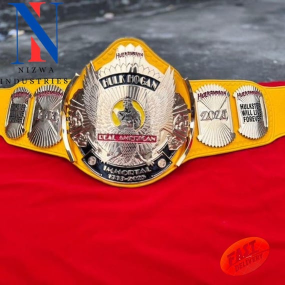 Yellow Leather Winged Eagle Championship Belt: Custom Replica