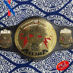THE ROCK Brahma Bull Wrestling Championship Replica Adult Size Belt Brass/Zinc 2mm/4mm
